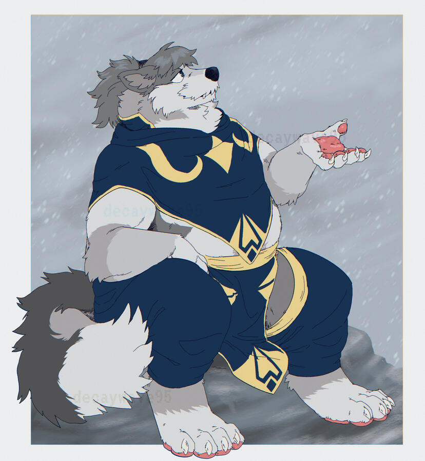 The cold doesn't seem to affect him. This is the full image for the header of this site! Art by decaywave95.